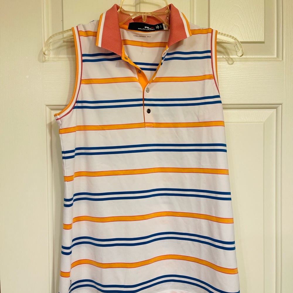 RLX Ralph Lauren Airflow Stripe Womens Sleeveless Golf Polo